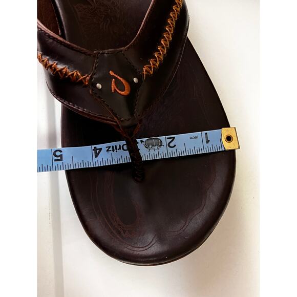 OluKai Mea Ola Men’s Leather Sandals Brown Thong Flip Flops Size 13 US 46 EU - Picture 8 of 8